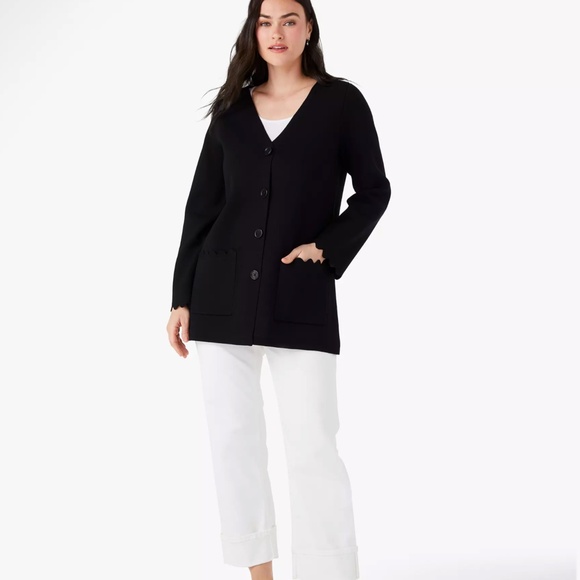 NWT Kate Spade Scalloped Sweater Blazer / Size S / Black - Picture 5 of 7